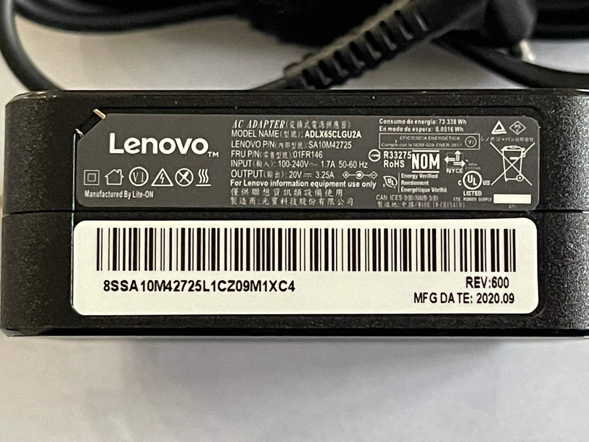 Lenovo 65W charger with small round tip for reliable on-the-go power