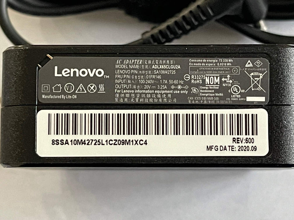 Lenovo 65W charger with small round tip for reliable on-the-go power