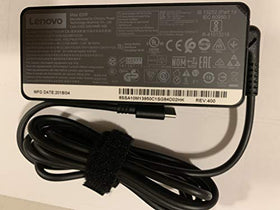 Lenovo 65W USB-C adapter back view showing cable management for travel