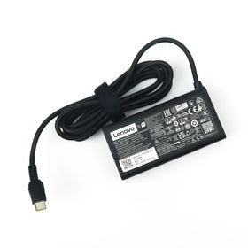 Lenovo 65W adapter front view showing compact design and reliable charging