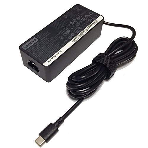 Compact Lenovo charger with USB-C cable ready for travel.