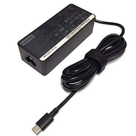 Compact Lenovo charger with USB-C cable ready for travel.