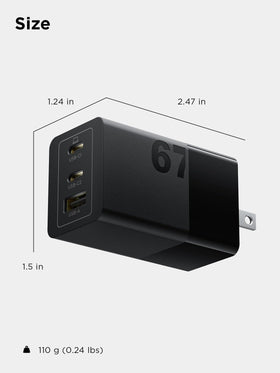 Lenovo 67W beside smartphone to show scale and quick charging capability