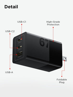 Lenovo 67W tucked into travel bag demonstrating portability and space saving