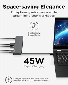 Lenovo mini dock in a compact travel bag for on-the-go productivity.
