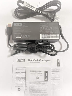Lenovo 90W Slim Tip AC adapter front view, compact and travel-ready.