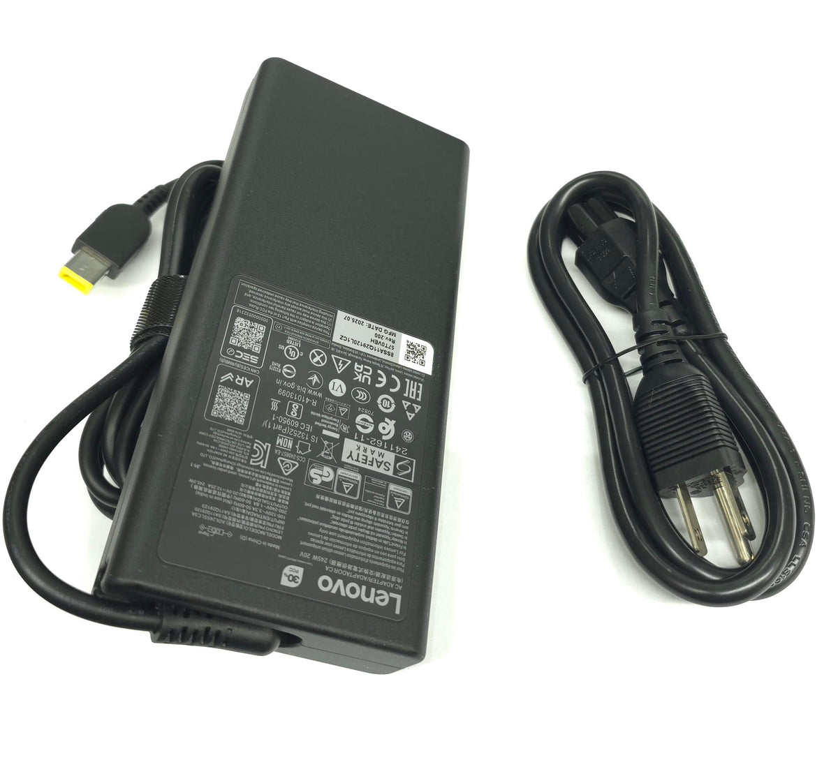 Lenovo ADL245SDC3A 245W adapter angled view with Slim Tip connector for Legion Pro compatibility