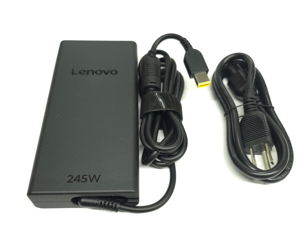 Lenovo ADL245SDC3A 245W AC adapter front view for reliable gaming laptop charging