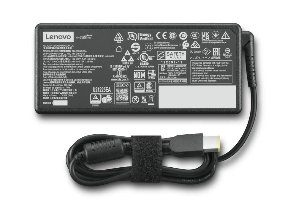 Lenovo compact power cord and adapter ready for home or office use