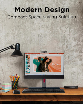 Lenovo docking station expands ports for easy device connections and data transfers.