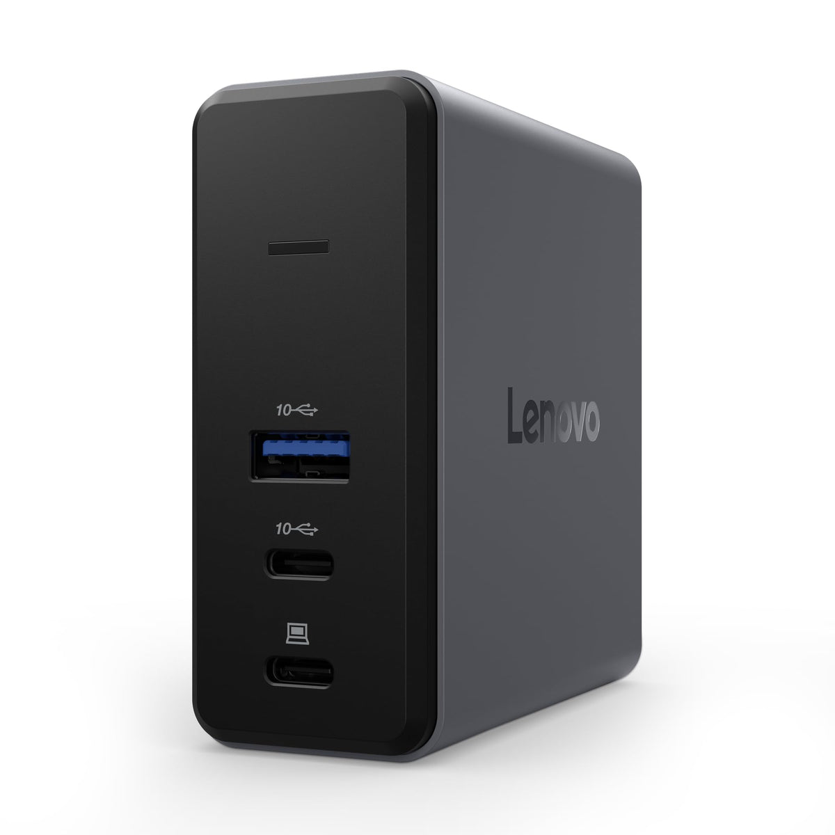 Lenovo GaN Charging Dock front view with compact 60W PD power for on-the-go charging.