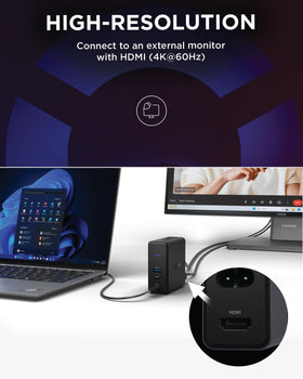 Lenovo GaN Dock travel kit including power cord and USB-C cable for travel.