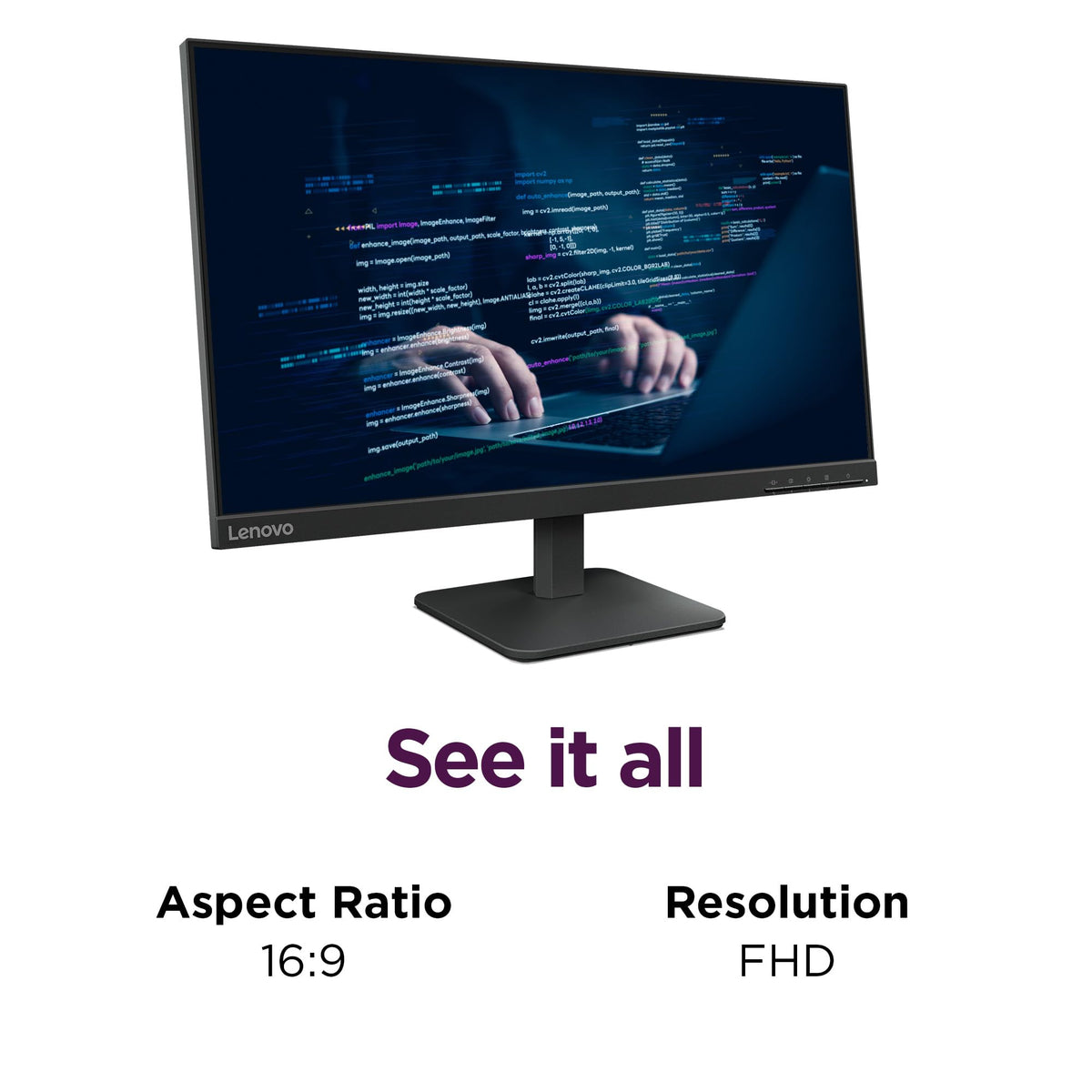 Lenovo L24-4e 99% sRGB color coverage for accurate rendering.