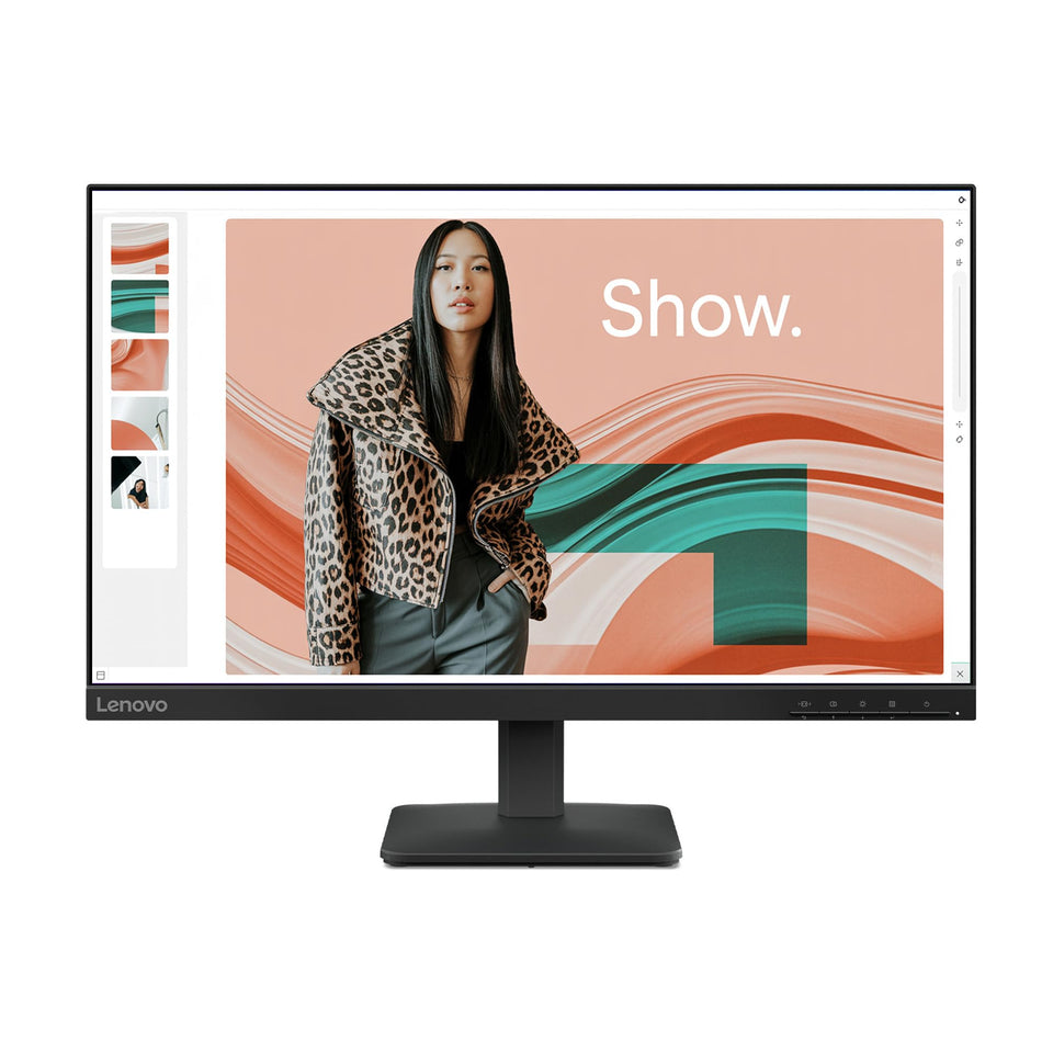 Lenovo L24-4e borderless 3-sided display for a clean desk.