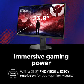 Lenovo Legion 24-10 monitor ergonomic stand emphasizes adjustable posture.
