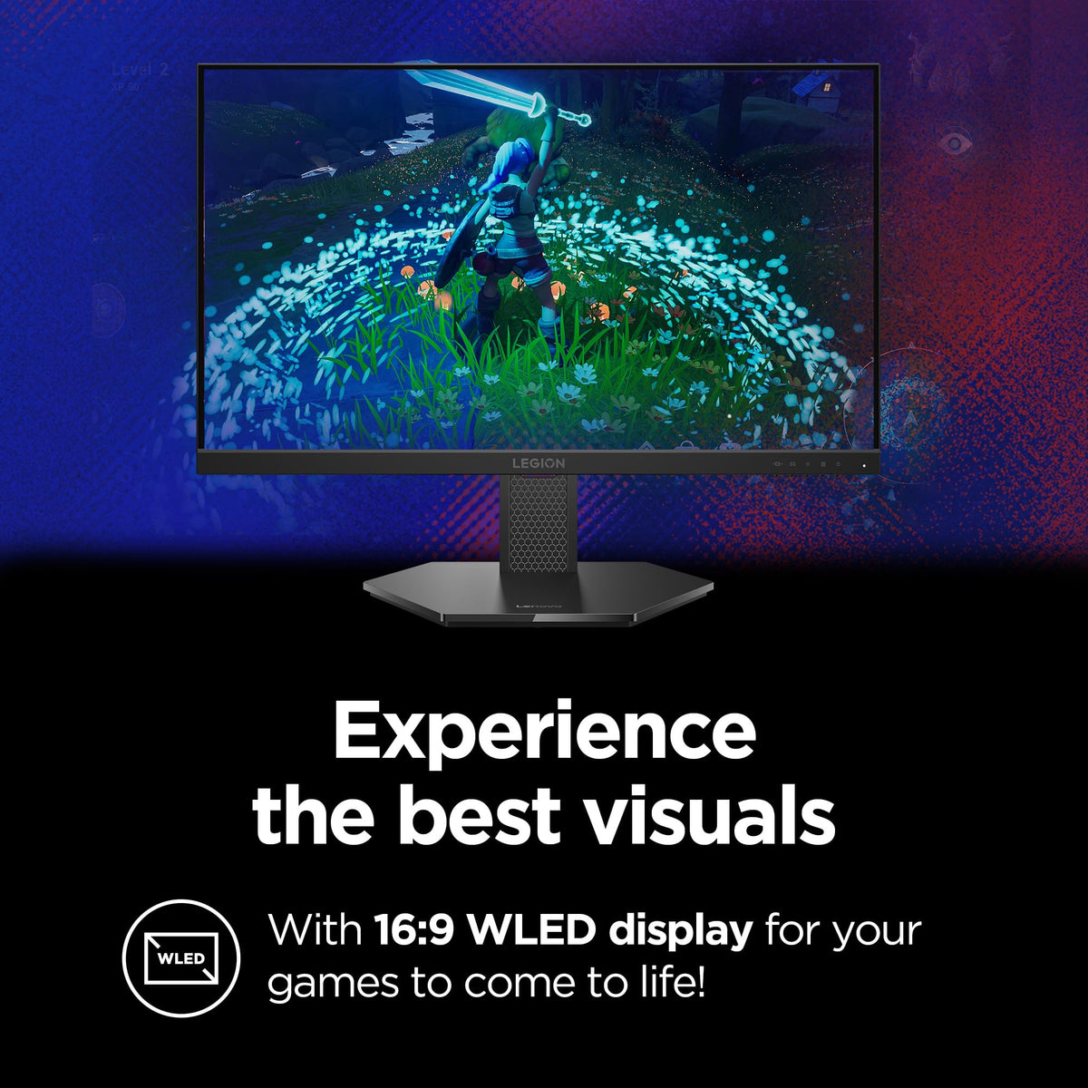 Lenovo Legion 24-10 monitor VESA mount option for flexible placement.