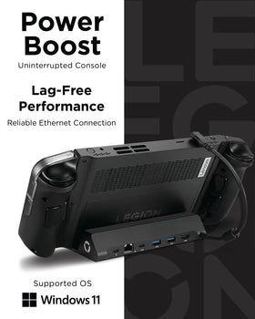 Lenovo dock connected to a 4K monitor for sharp, high-resolution gameplay
