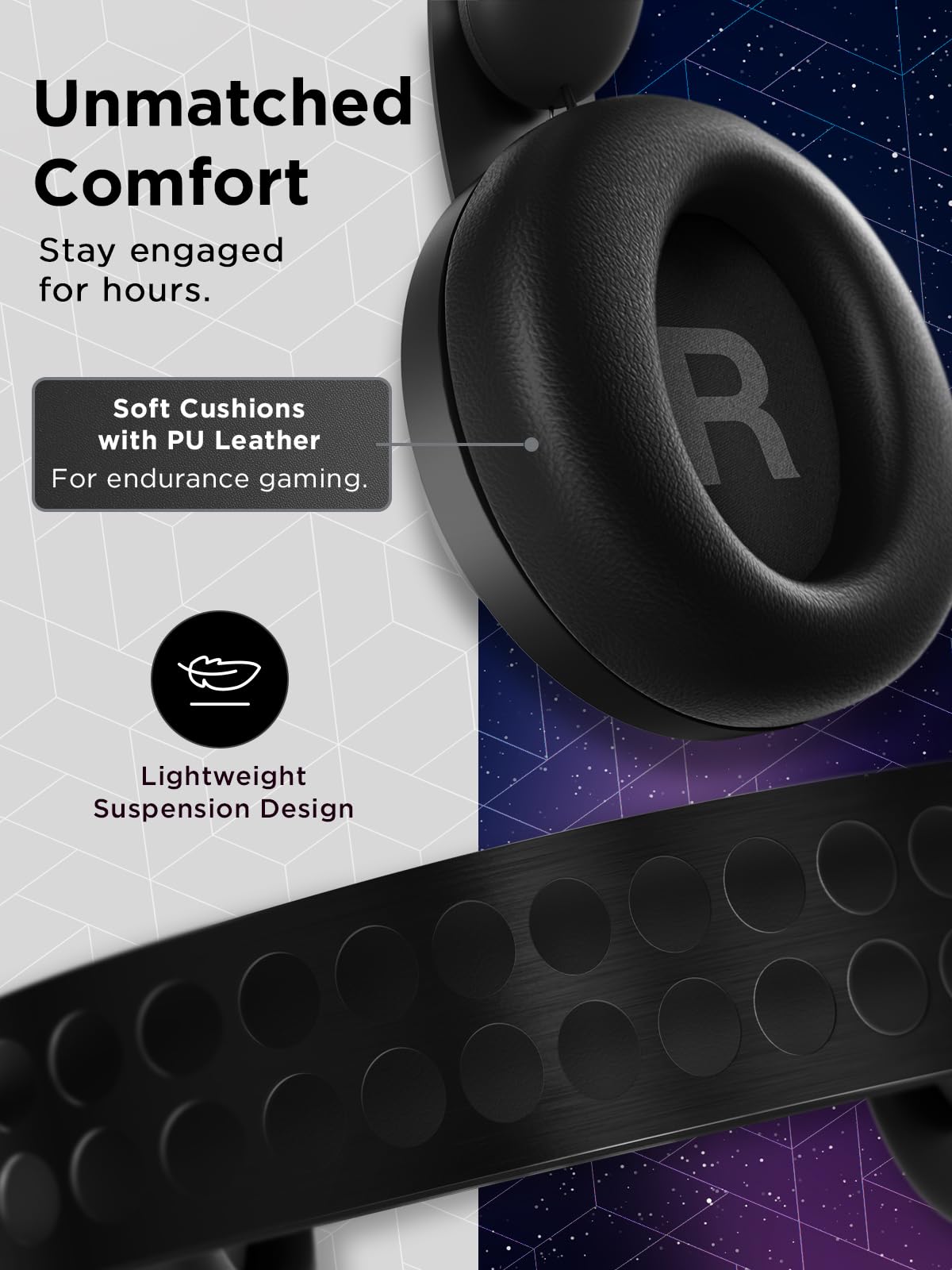 Lenovo Legion H500 Pro 7.1 7.1 surround toggle highlights flexible audio modes for games or music.