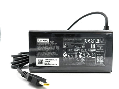 Lenovo original 100W USB-C AC adapter front view for fast, reliable charging.