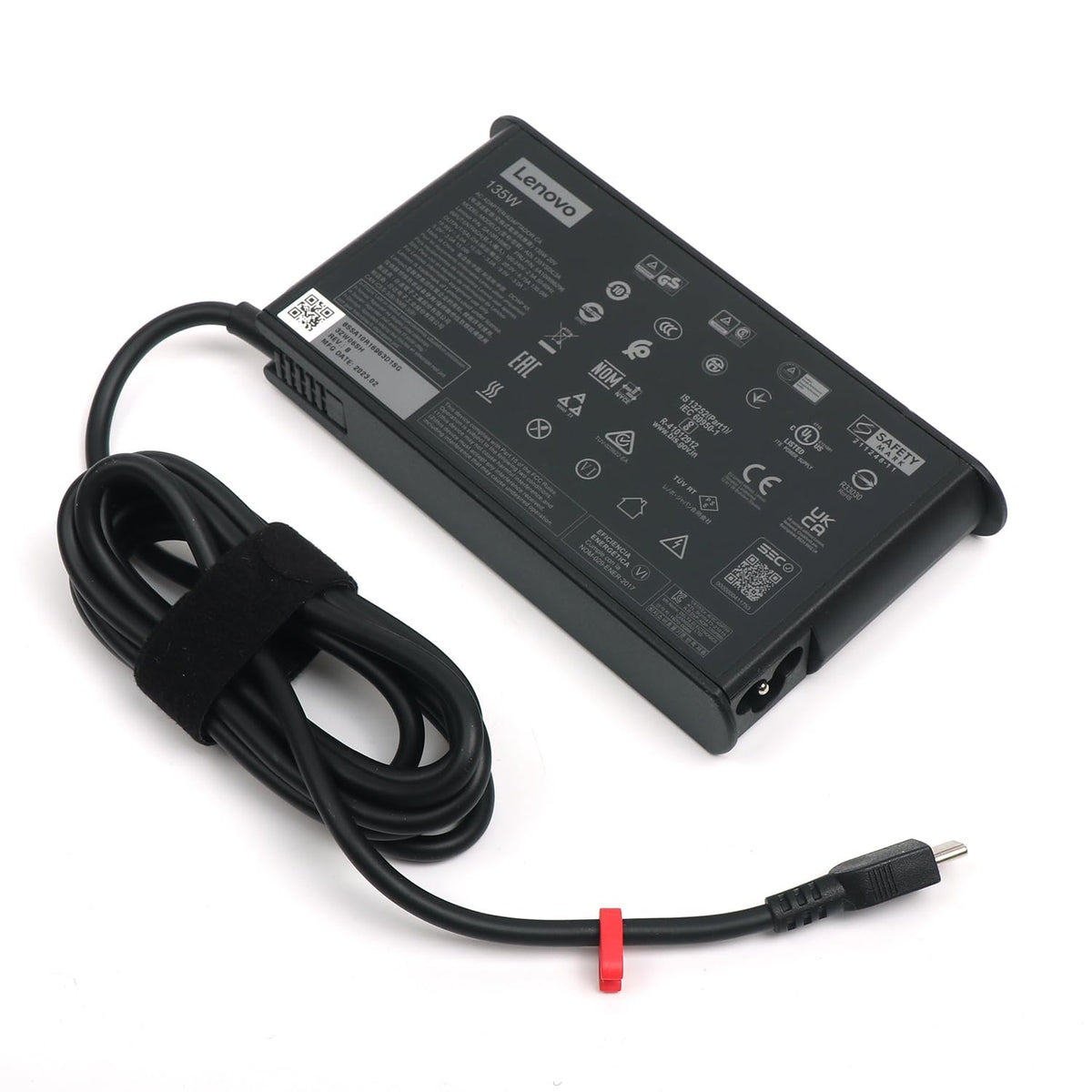 Lenovo original 135W USB-C adapter charging connector for T16 G2 supports versatile voltage output.