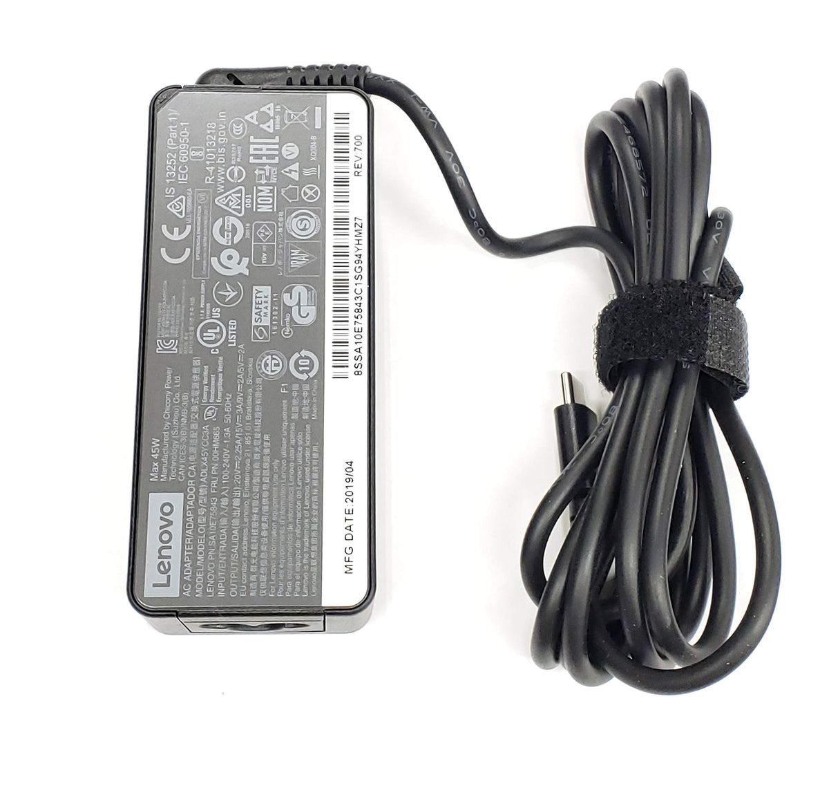 Lenovo T480 and T580 USB-C charger in a travel-friendly profile