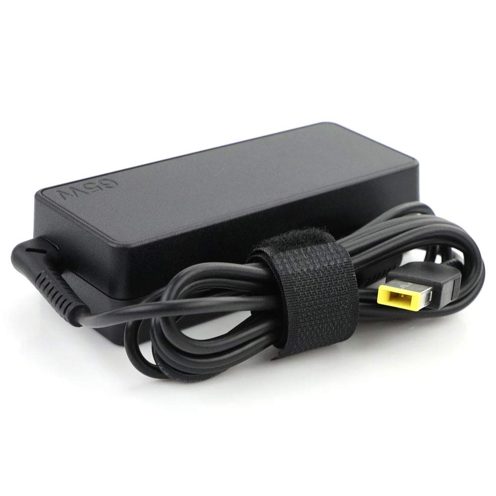 Lenovo 65W charger connected to a ThinkCentre device.