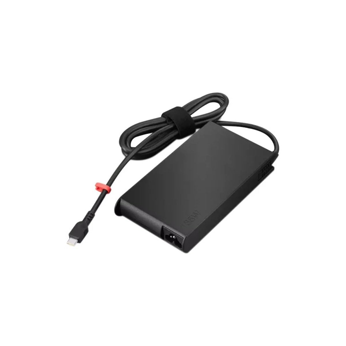 Lenovo ThinkPad 135W USB-C adapter close-up with slim tip for fast charging