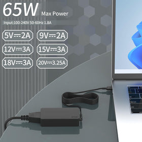 Lenovo ThinkPad 65W USB-C charger LED indicator shows power status