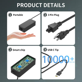 Lenovo ThinkPad 65W USB-C charger output details show 65W PD compatibility