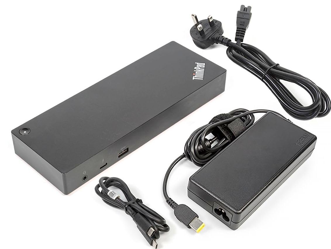 Lenovo ThinkPad Thunderbolt 3 Docking Station front view with easy USB port access for charging