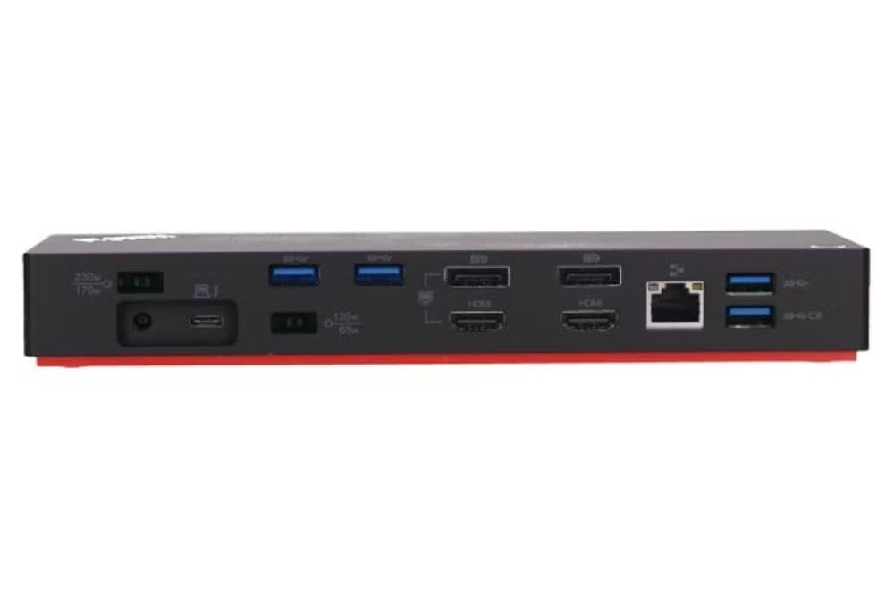 Lenovo ThinkPad Dock Gen 2 back ports with Ethernet and video outputs