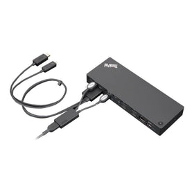 Lenovo ThinkPad TB3 Workstation Dock Gen 2 back view highlighting Ethernet, USB, and video connections.