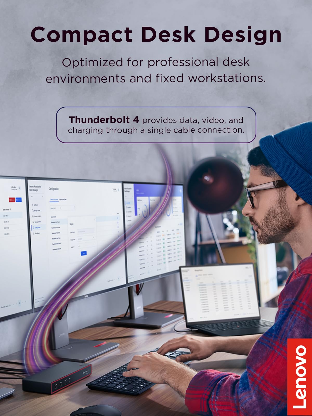 Lenovo ThinkPad Dock HDMI 2.1 and DP 1.4 support high-res setups.