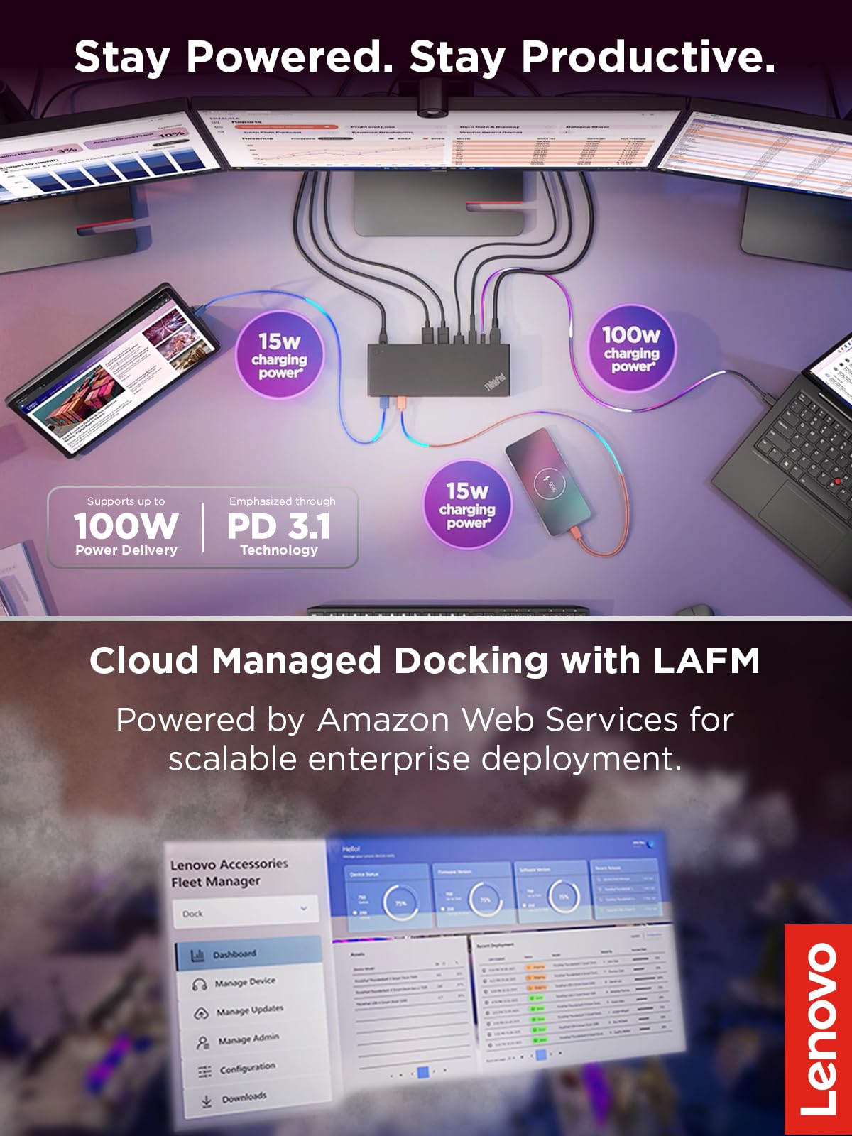 Lenovo ThinkPad Dock Thunderbolt 4 port enables fast data transfer.