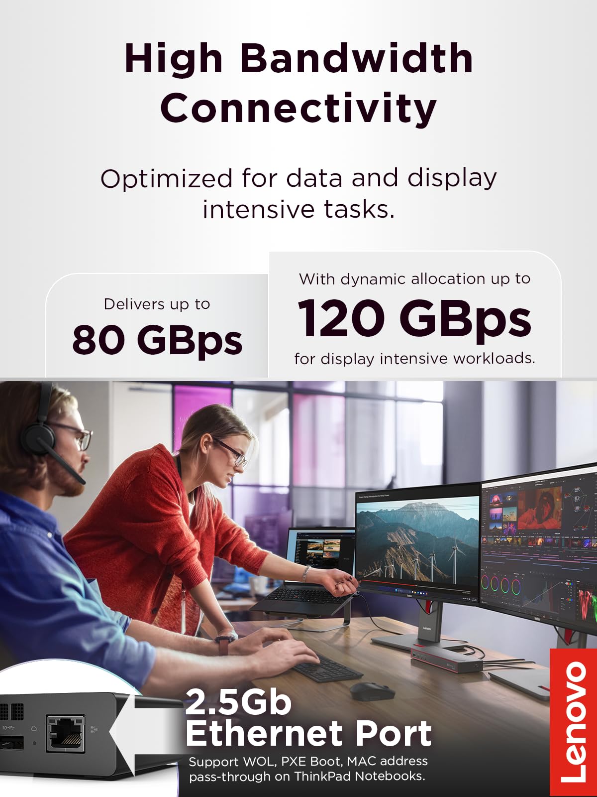 Lenovo ThinkPad Thunderbolt 5 Smart Dock 7500 display outputs for immersive setups.