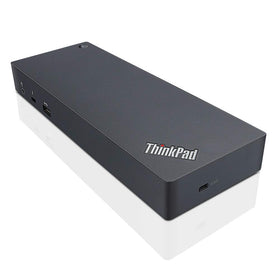 Lenovo dock front view showing ports and status lights for quick setup