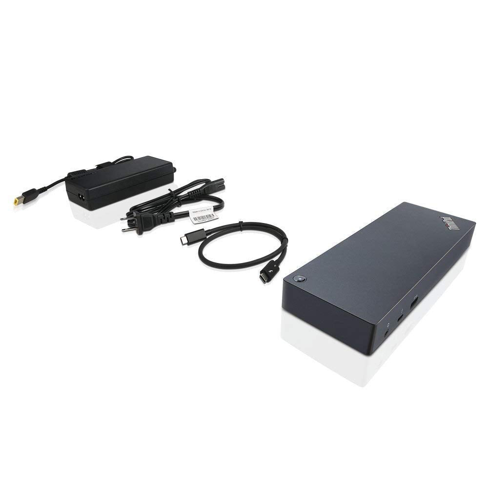 Lenovo dock connected to ThinkPad laptop showing neat desktop workflow