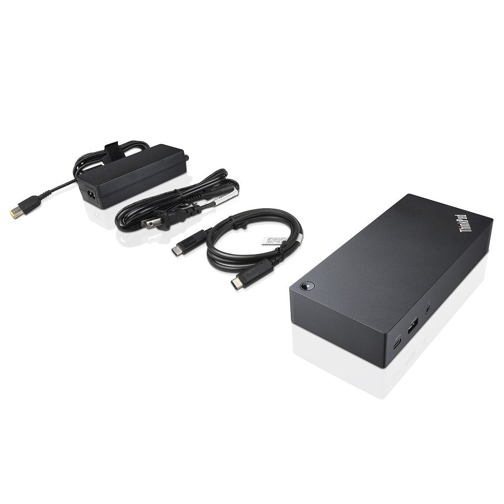 Lenovo ThinkPad UltraDock connected to a laptop with dual displays for multitasking