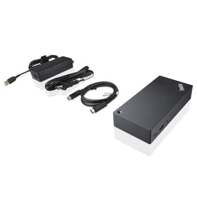 Lenovo ThinkPad UltraDock connected to a laptop with dual displays for multitasking