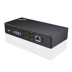 Lenovo ThinkPad UltraDock rear ports showing USB, DisplayPort, Ethernet and audio