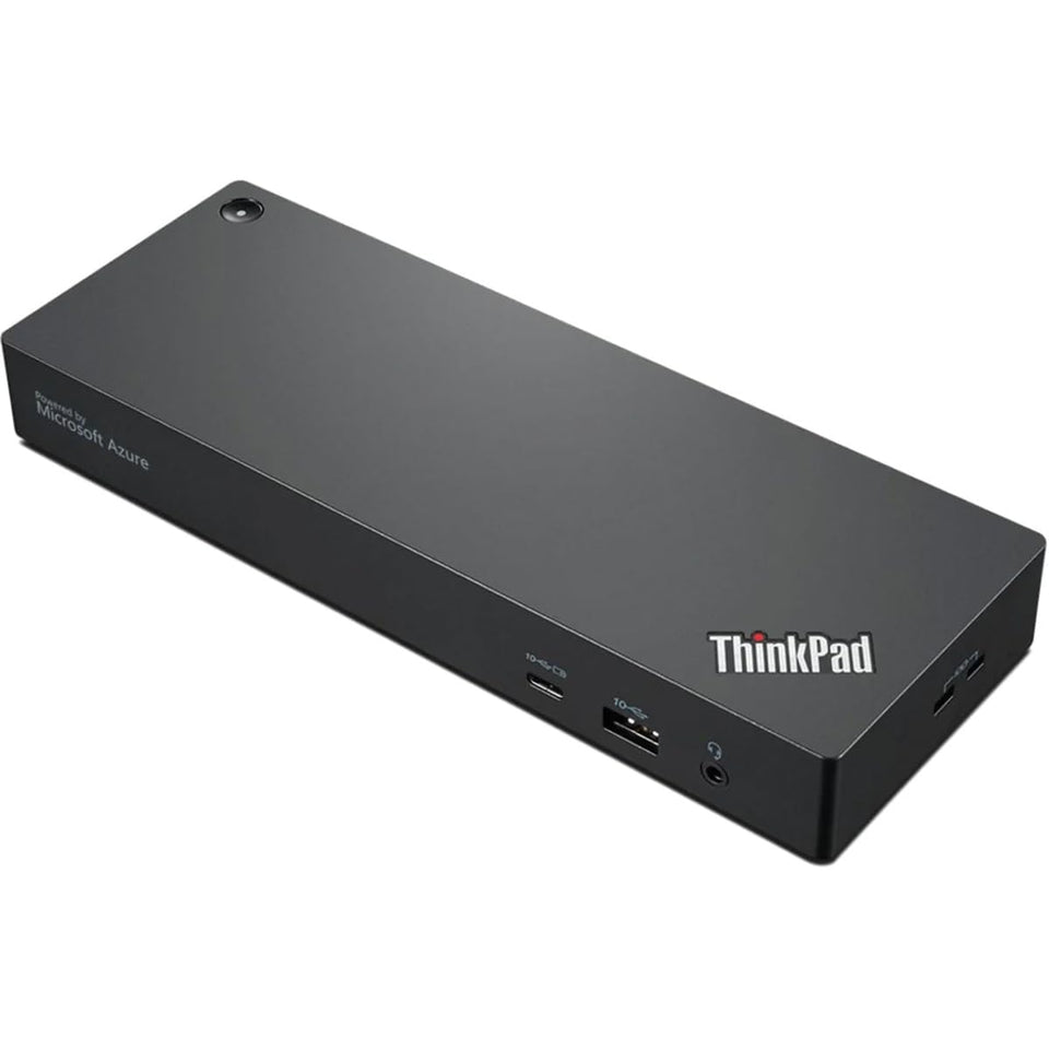 Lenovo ThinkPad Universal Dock front ports enable versatile connectivity for a tidy workspace.