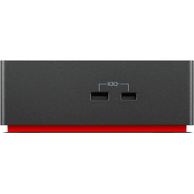 Lenovo ThinkPad Universal USB-C Dock connected to a laptop for fast data transfer.