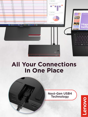 Lenovo ThinkPad USB4 Smart Dock 5500 integrated USB4 cable visible for tidy setup