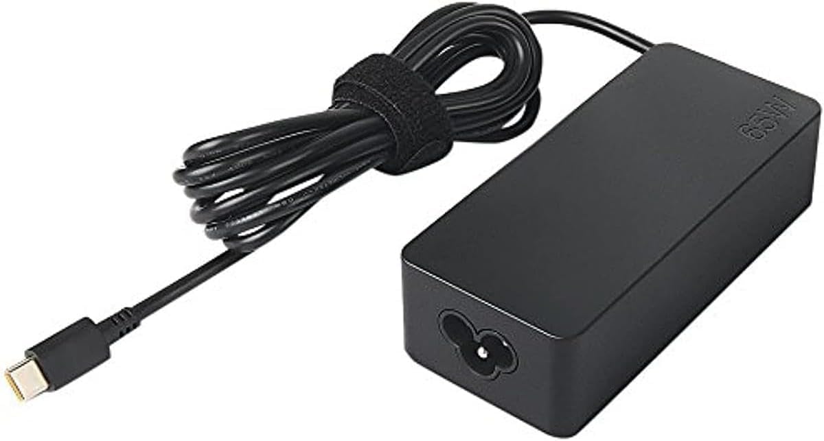 Lenovo adapter front view showing compact design and easy portability