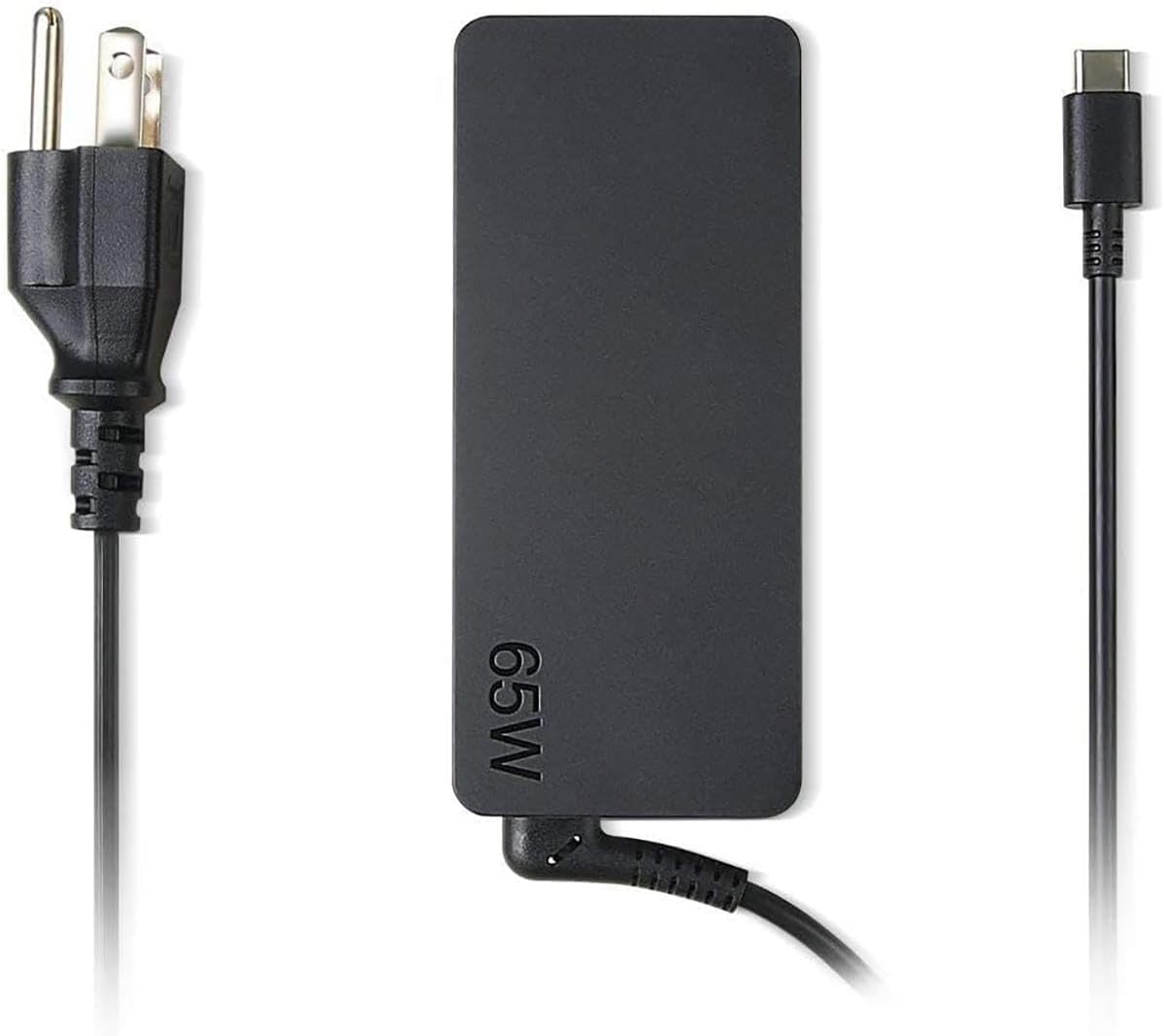 Lenovo adapter side profile highlighting slim housing and travel convenience