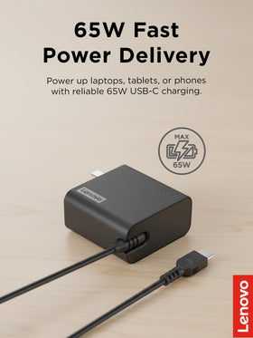 Lenovo charger cable and plug close-up highlighting durable connector and long reach