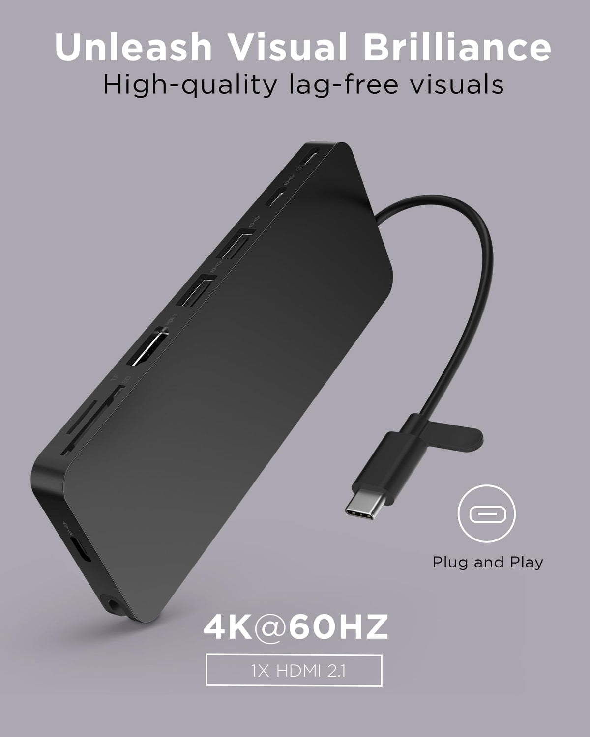 Lenovo USB-C Slim Travel Dock supports 65W PD via USB-C for single-cable charging.