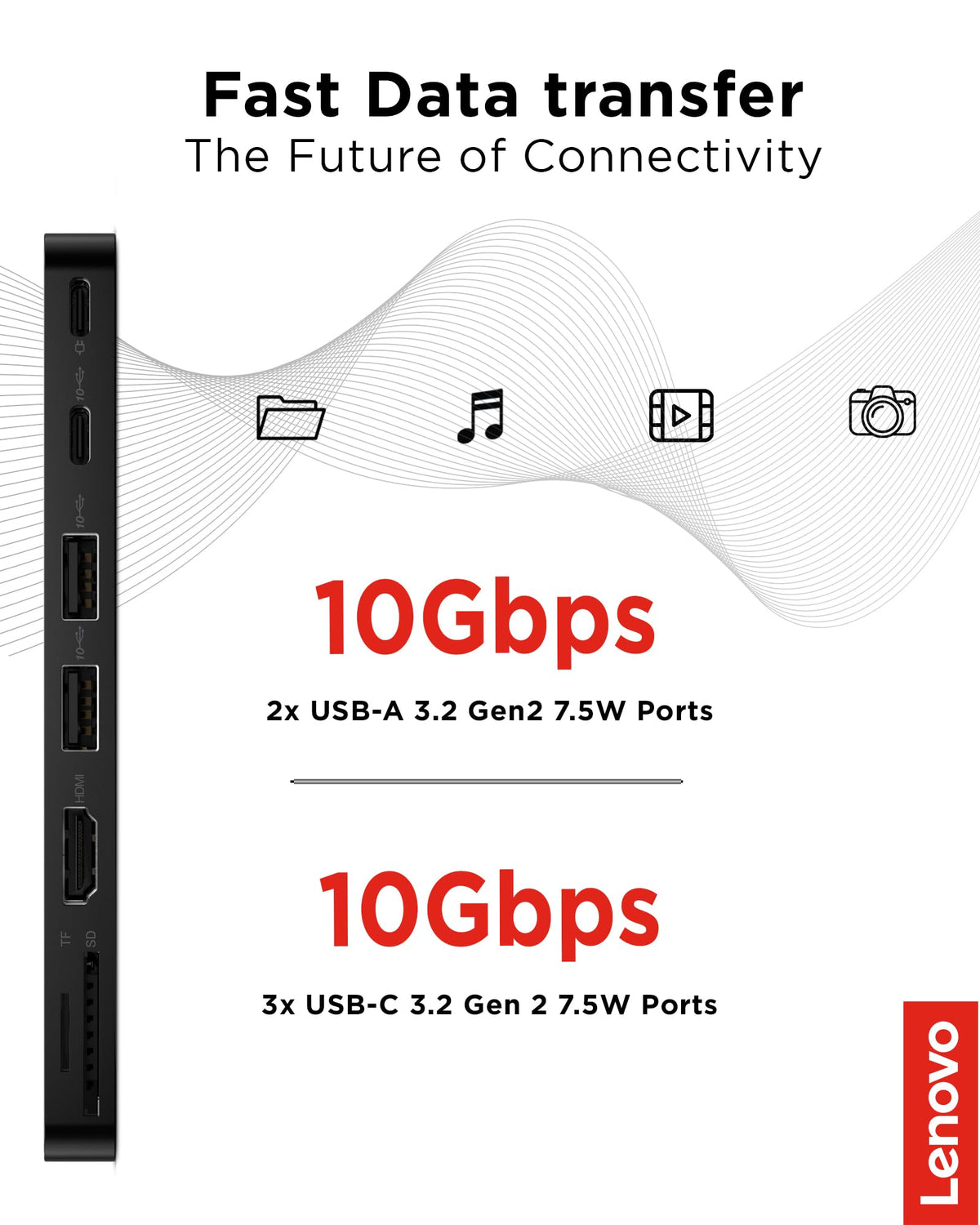 Lenovo USB-C Slim Travel Dock delivers quick plug-and-play setup for remote work.