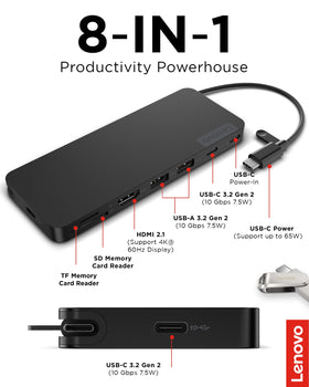 Lenovo USB-C Slim Travel Dock blends compact design with cable management.
