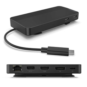 Lenovo USB-C Travel Dock powering a dual 4K setup for productive remote work.